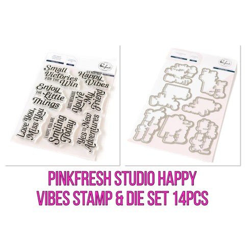 Pinkfresh Studio HAPPY VIBES Stamp & Die Set 14pcs