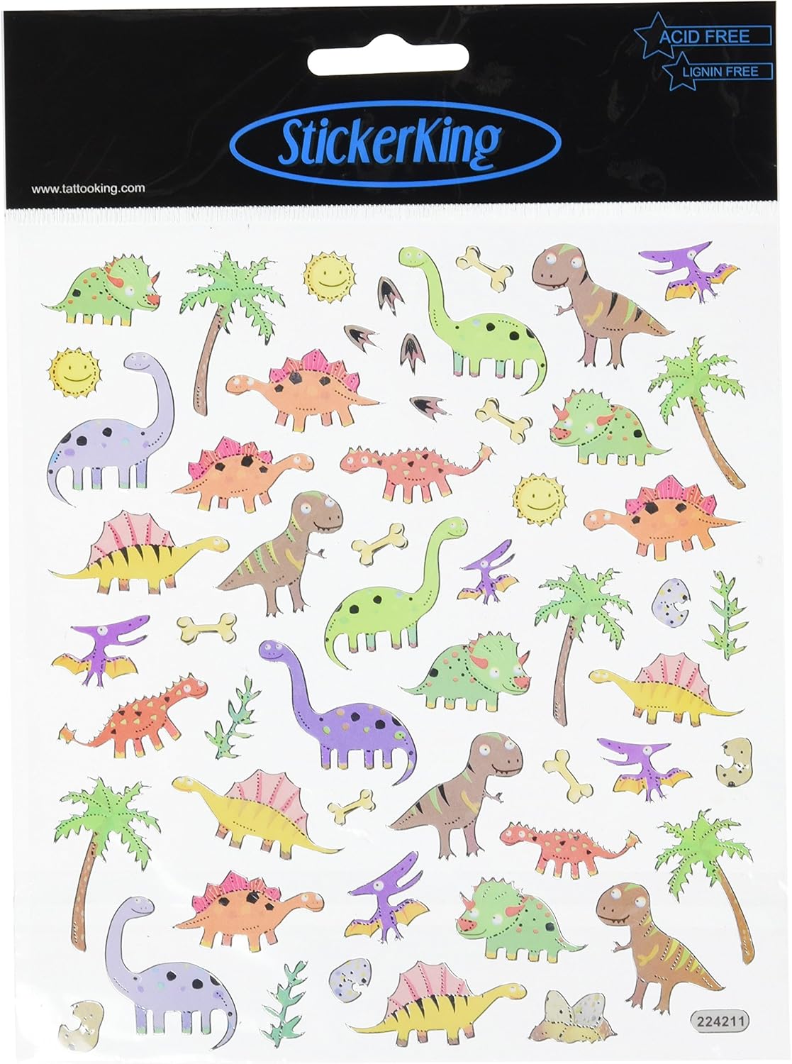 Sticker King DINOS Dinosaurs Foil Stickers 60pc
