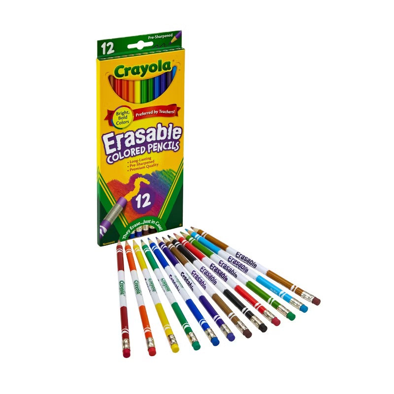 Crayola ERASABLE COLORED PENCILS 12pc