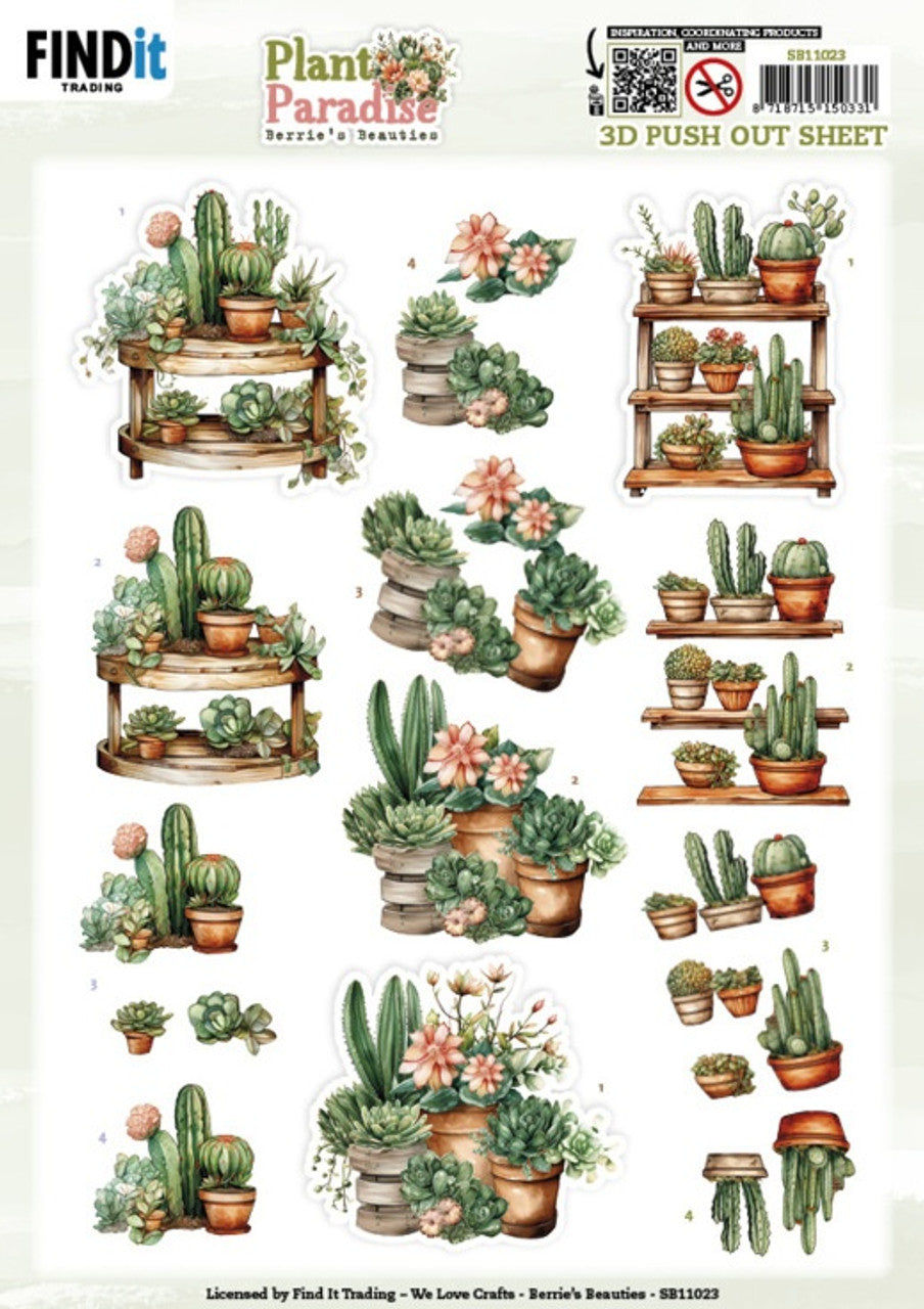 PLANT PARADISE Berries Beauties Cactus 3D Push Out Sheet