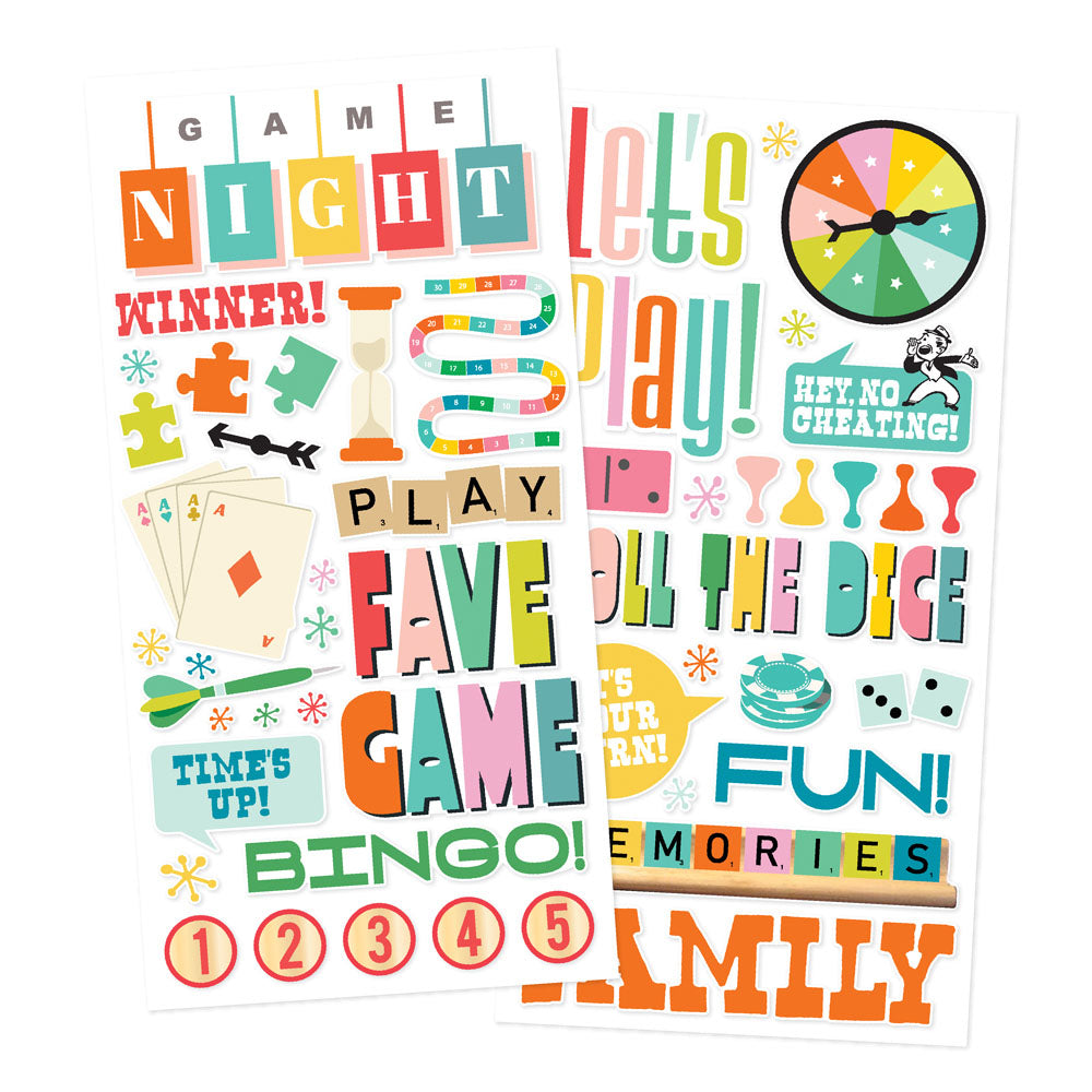 Simple Stories GAME NIGHT Foam Stickers 53pc