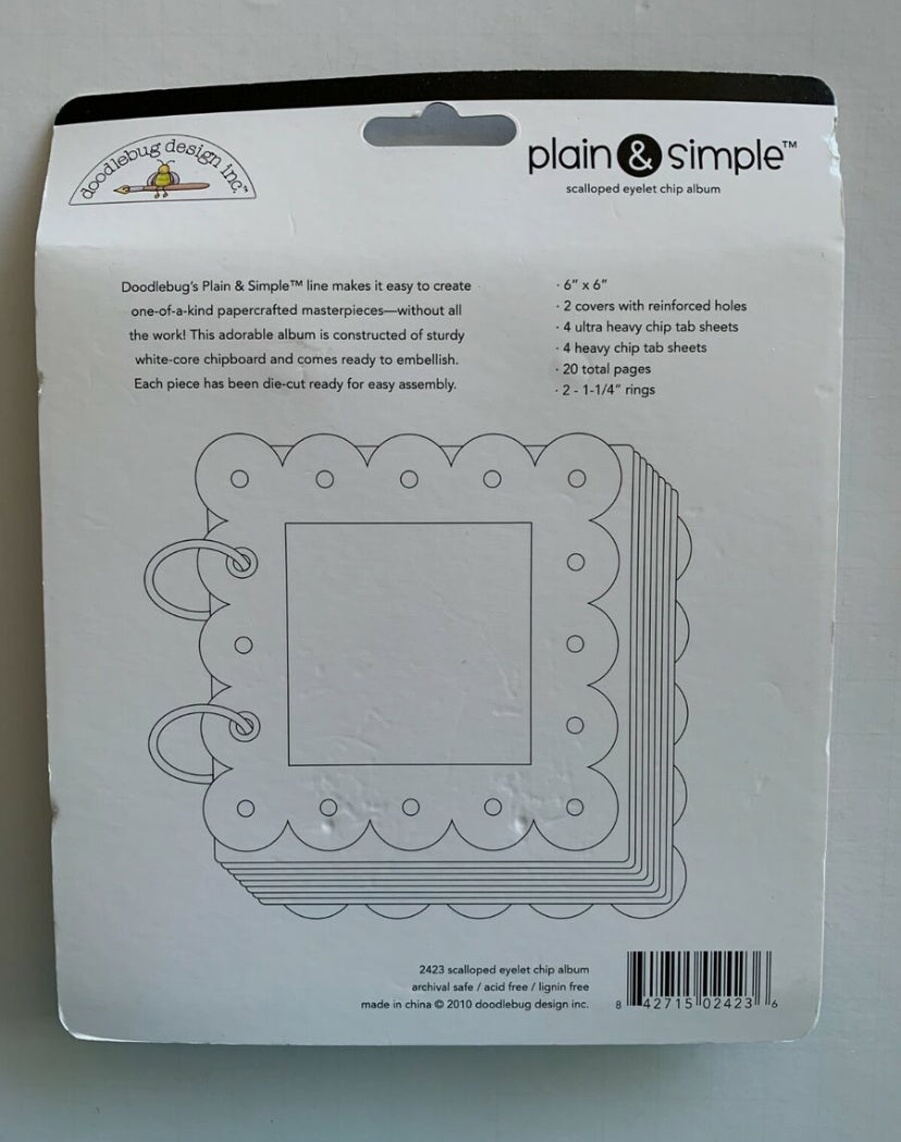 Doodlebug Plain & Simple SQUARE CHIPBOARD MINI ALBUM