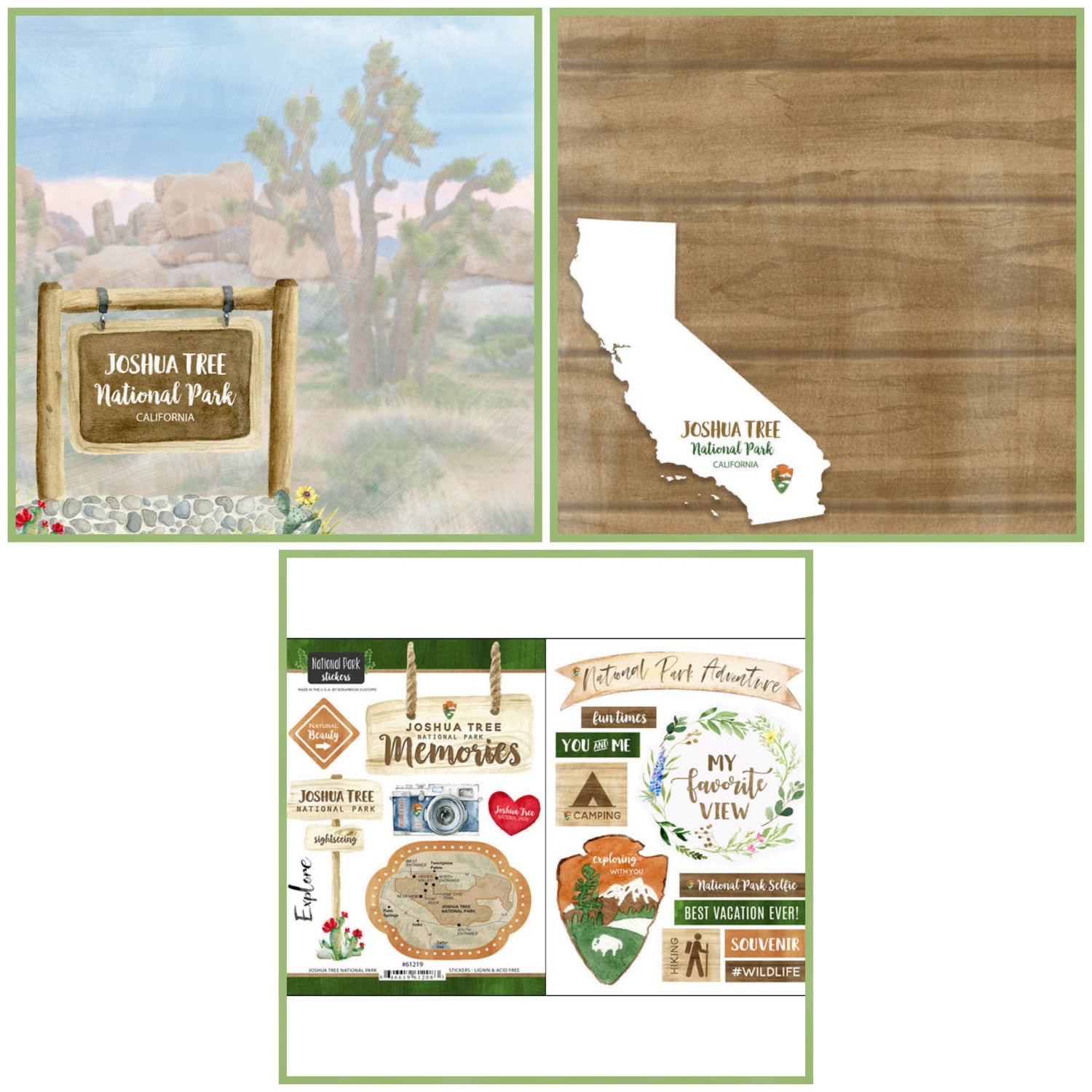 JOSHUA TREE National Park Watercolor Scrapbook Kit 3pc