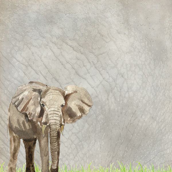 Scrapbook Customs SAFARI ELEPHANT 12"X12" Scrapbook Paper