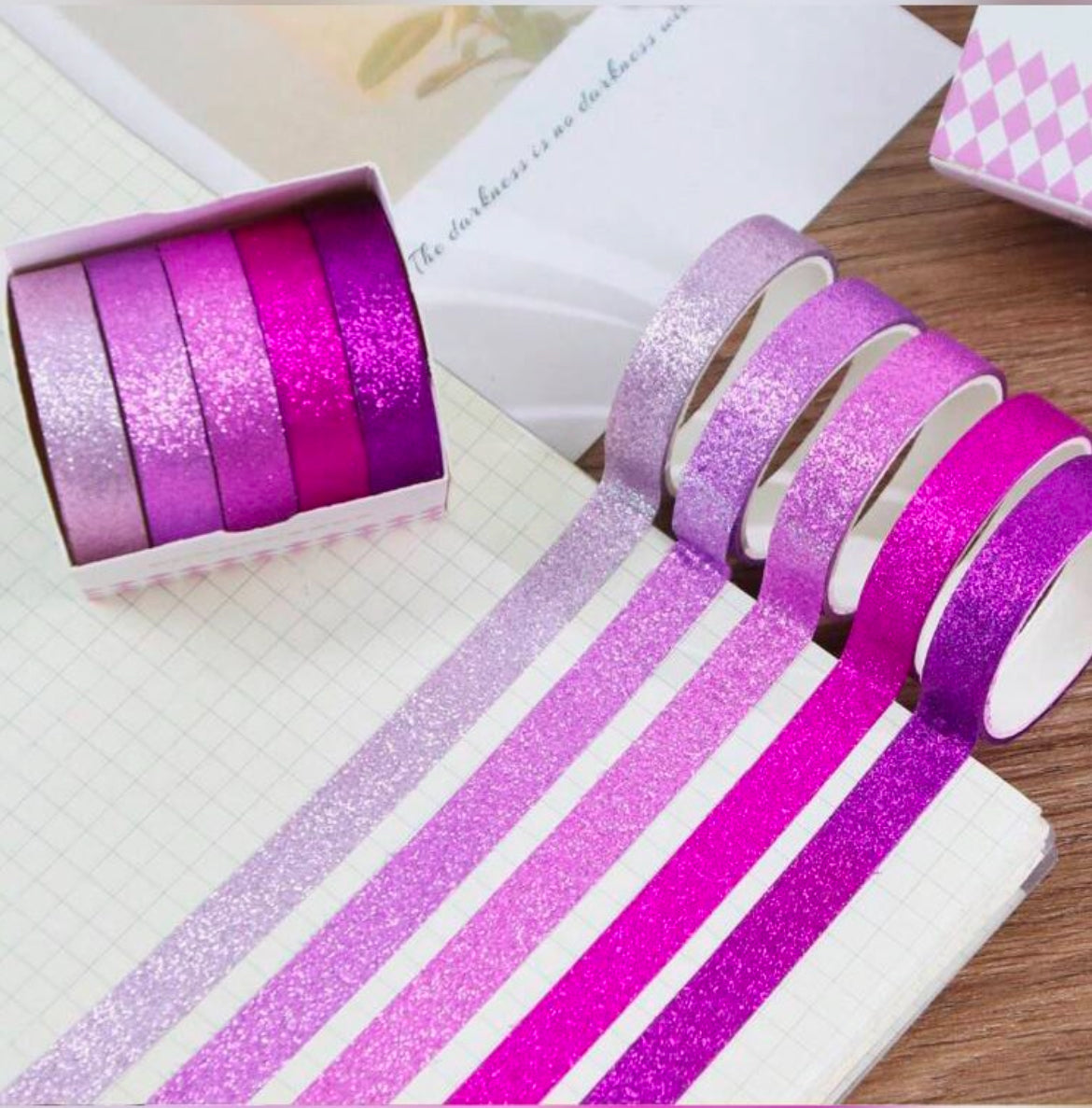 Assorted GLITTER WASHI TAPE Decorative 5pc