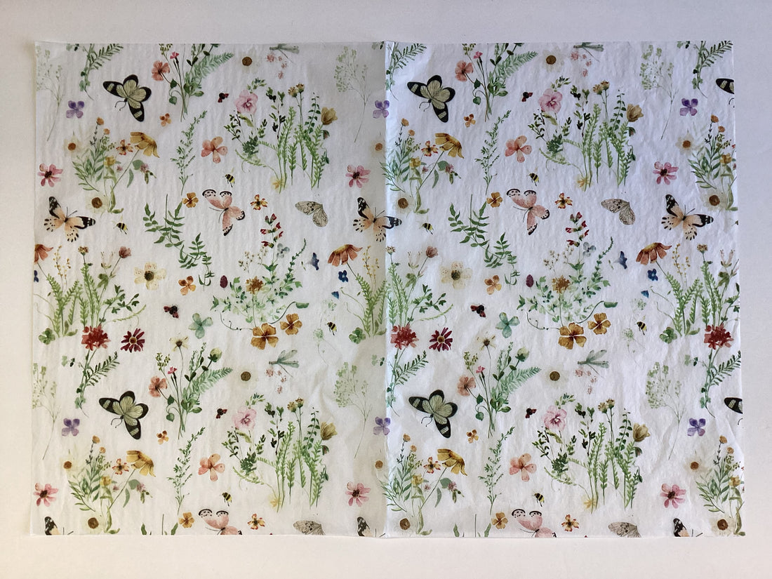 Tissue Paper WILDFLOWERS AND BUTTERFLIES 14X20 5 Sheets