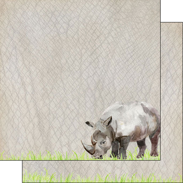 Scrapbook Customs SAFARI RHINO 12"X12" Scrapbook Paper