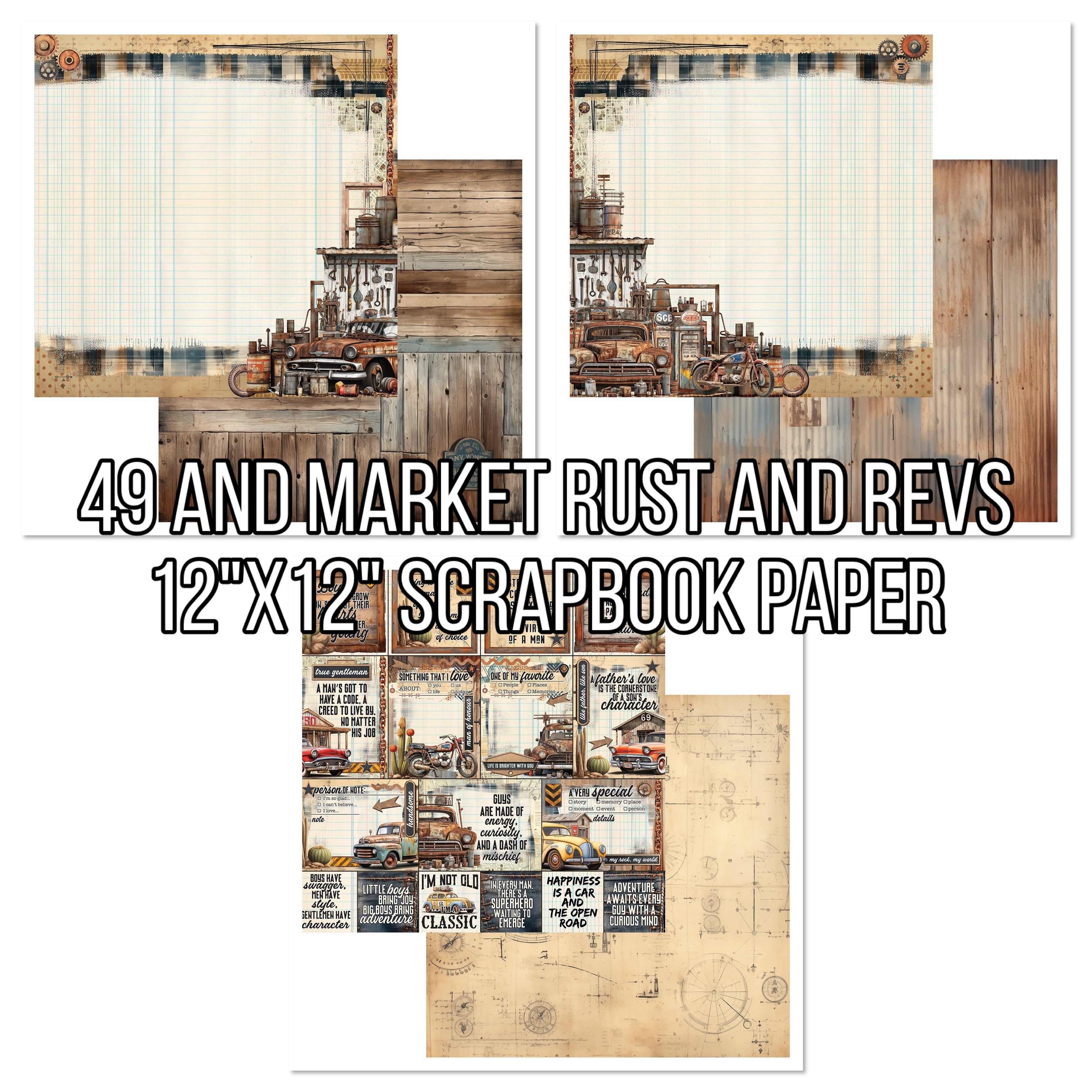 49 and Market RUST AND REVS 12"X12" Scrapbook Paper