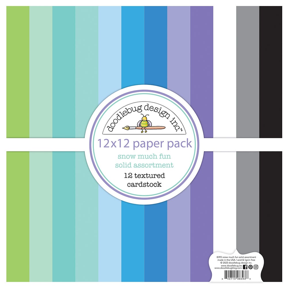Doodlebug SNOW MUCH FUN 12X12 Solid Paper Pack