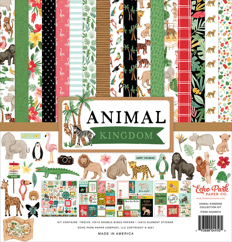 Echo Park ANIMAL KINGDOM 12"x12" Scrapbook Collection Kit