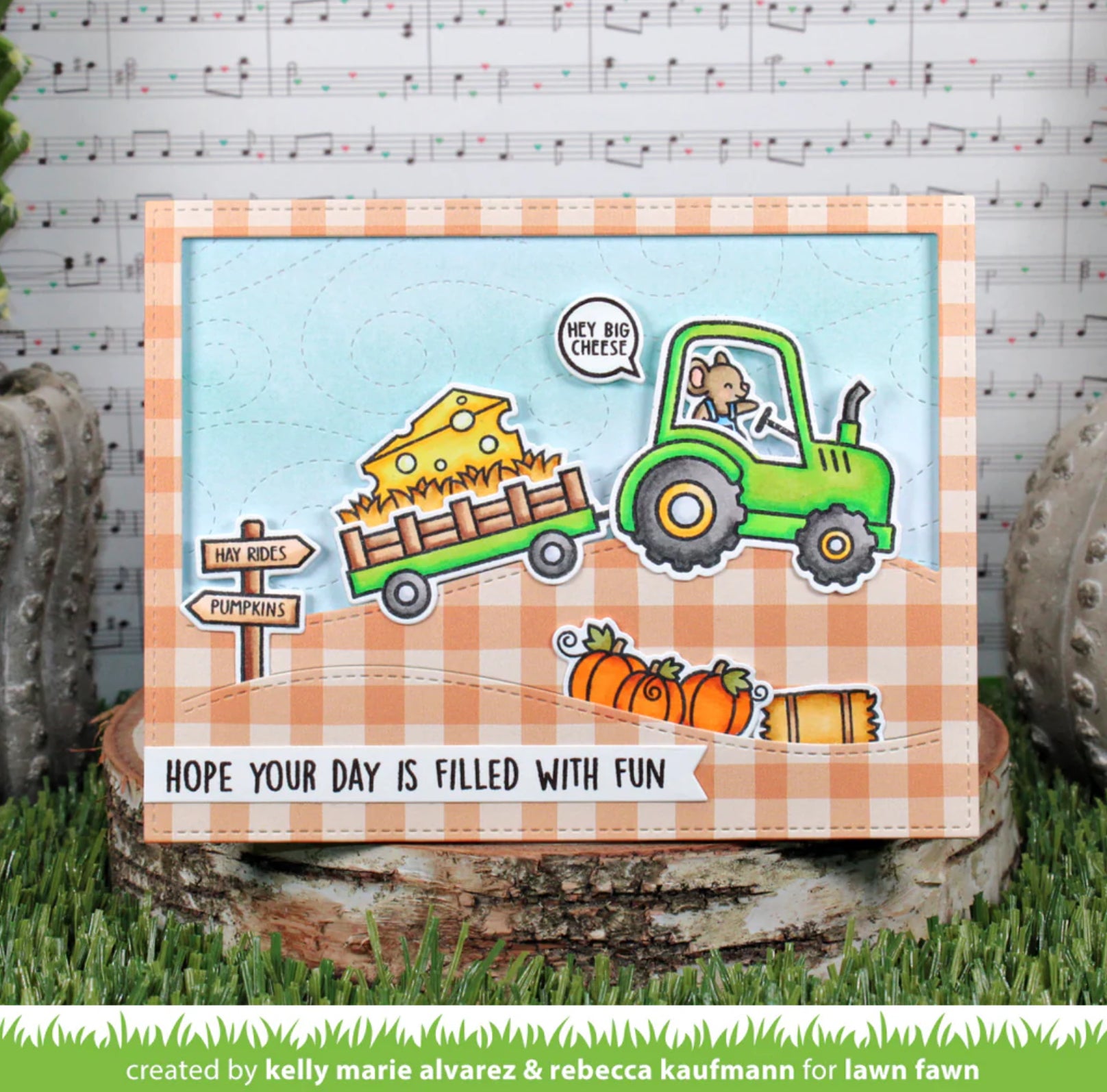 Lawn Fawn HAY THERE, HAYRIDES! MICE ADD-ON Stamps &amp; Die SET