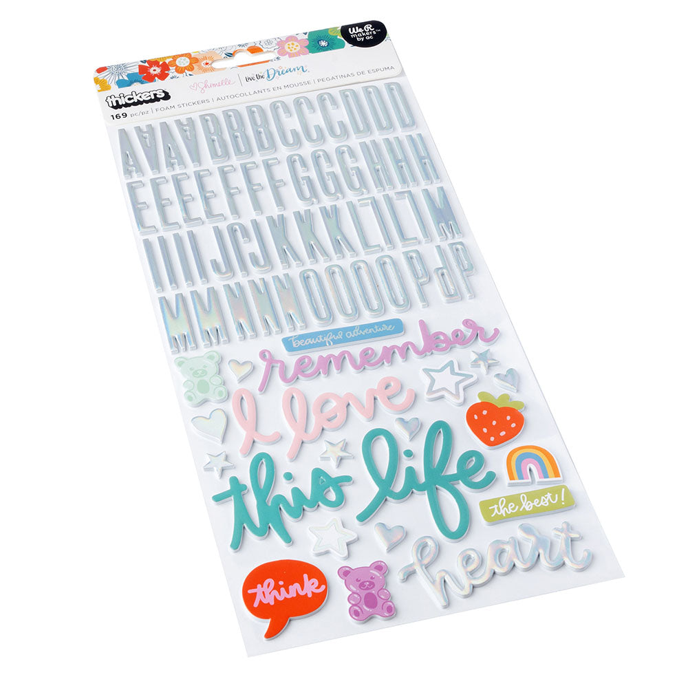 Thickers Shimelle LIVE THE DREAM Foil Foam Phrase Stickers
