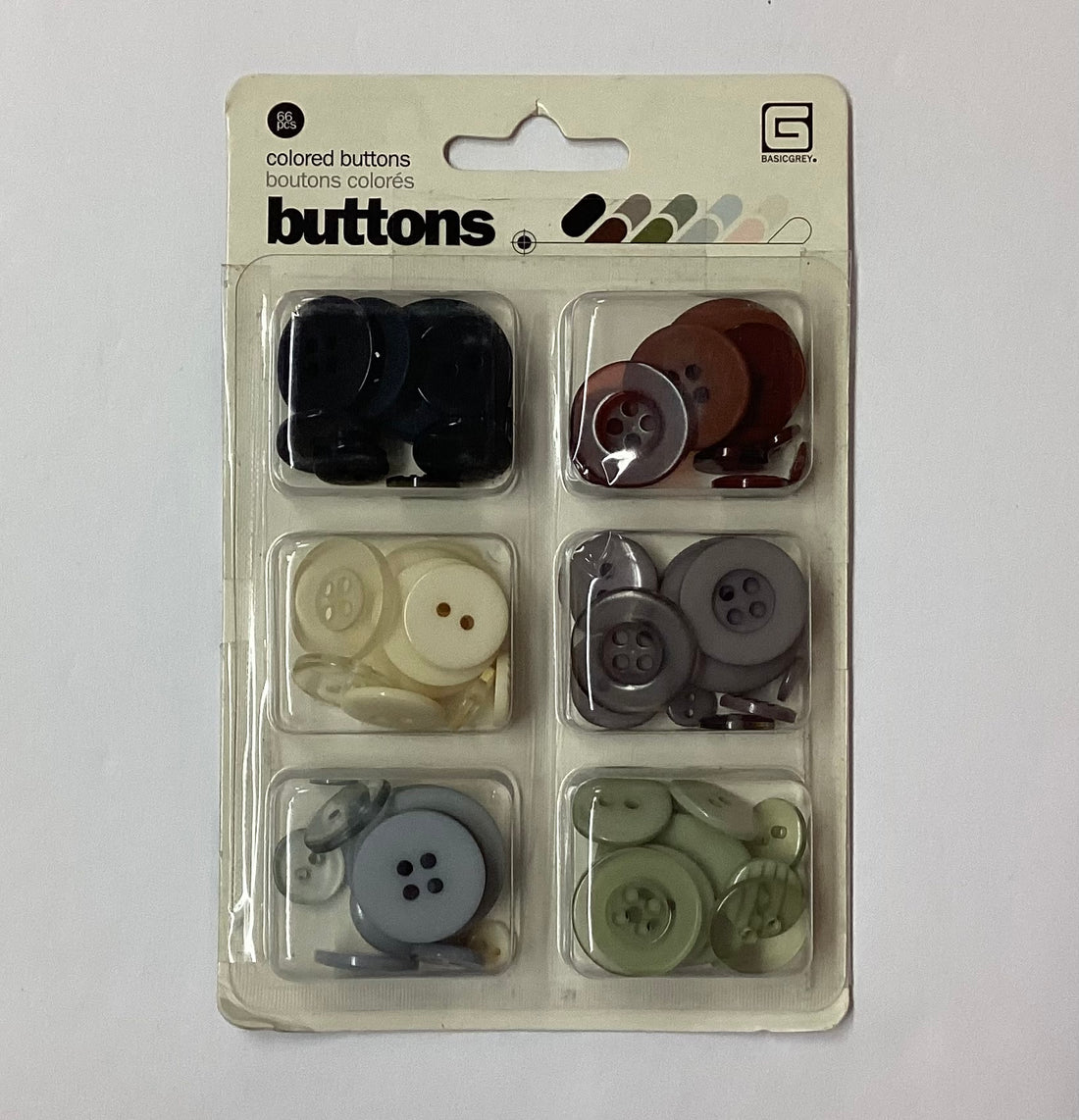 Basic Grey COLORED BUTTONS 66pc