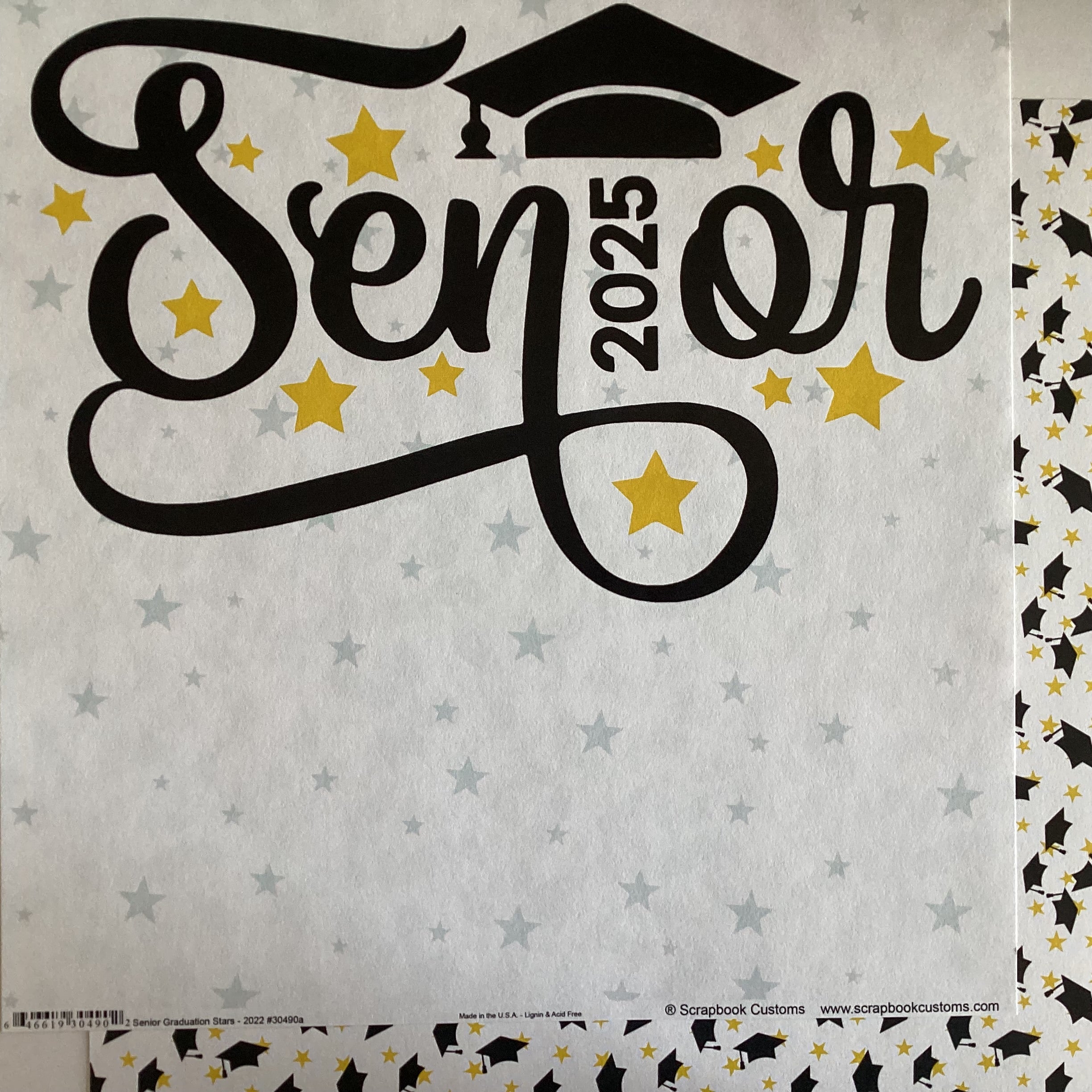 SENIOR GRADUATION STARS 2025 12"X12" Scrapbook Customs Paper