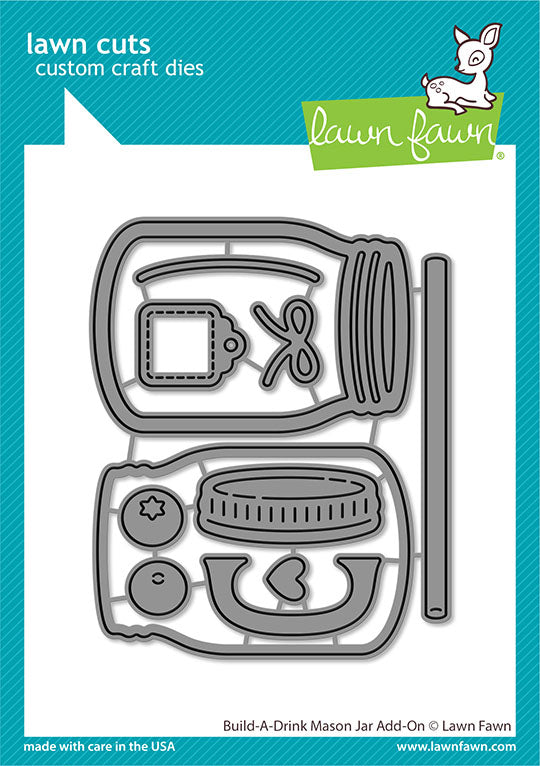 Lawn Fawn Lawn Cuts BUILD A DRINK MASON JAR ADD-ON Custom Craft Dies 11pc