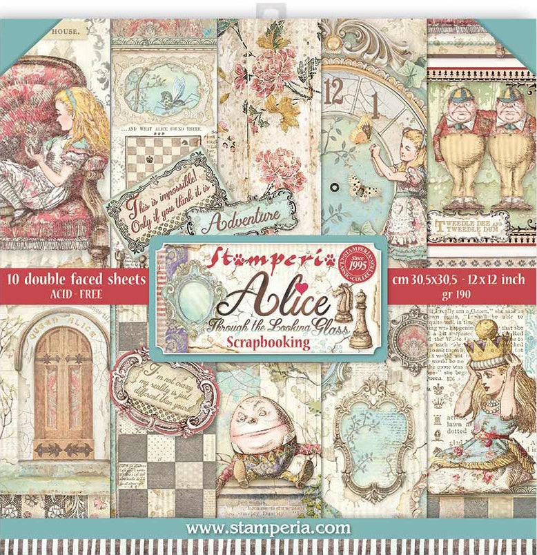 Stamperia Alice THROUGH THE LOOKING GLASS 12"X12" Paper Pack