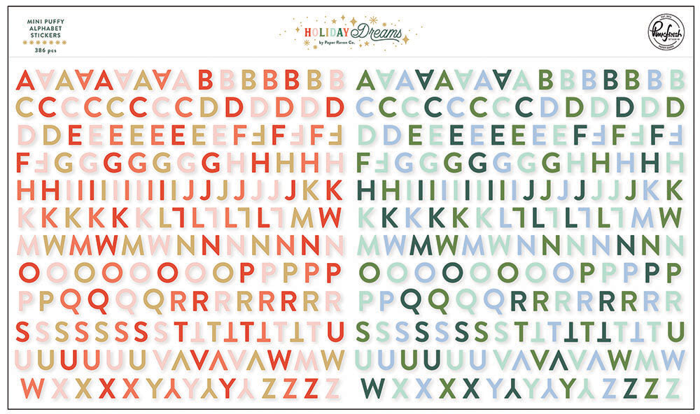 Pinkfresh Studio Holiday Dreams MINI PUFFY ALPHA STICKERS 386pc
