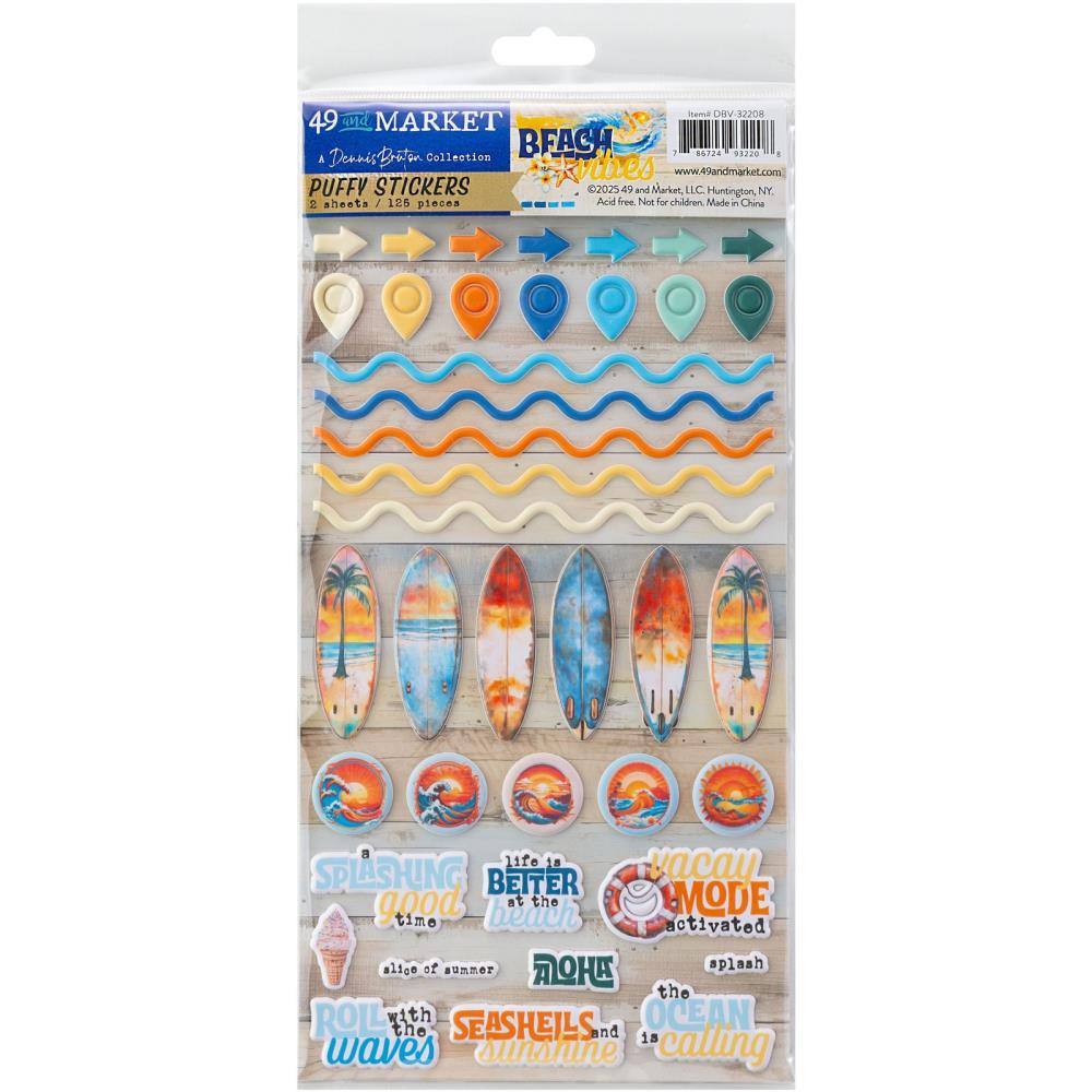 49 and Market BEACH VIBES Puffy Stickers 126 Pieces