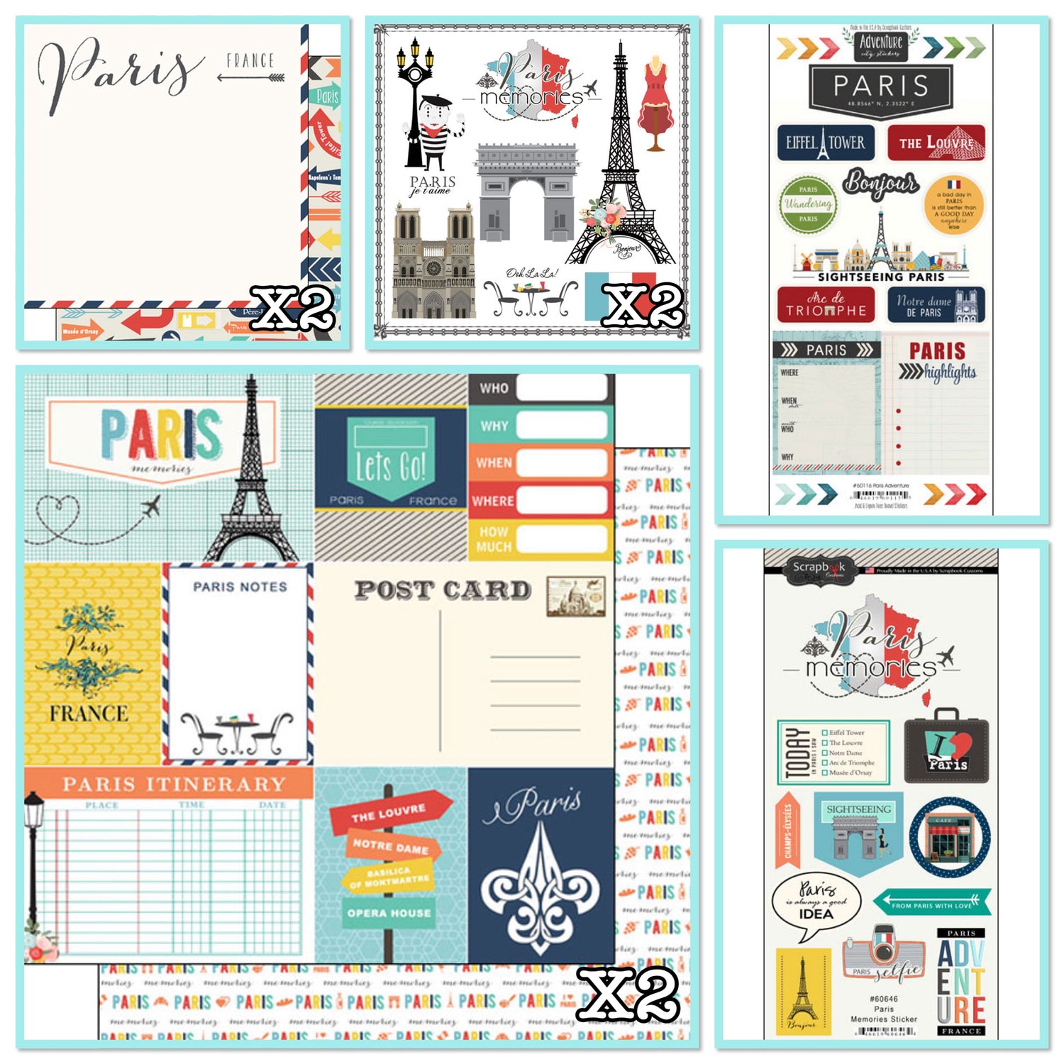Scrapbooksrus PARIS MEMORIES 12”X12” Scrapbook Kit