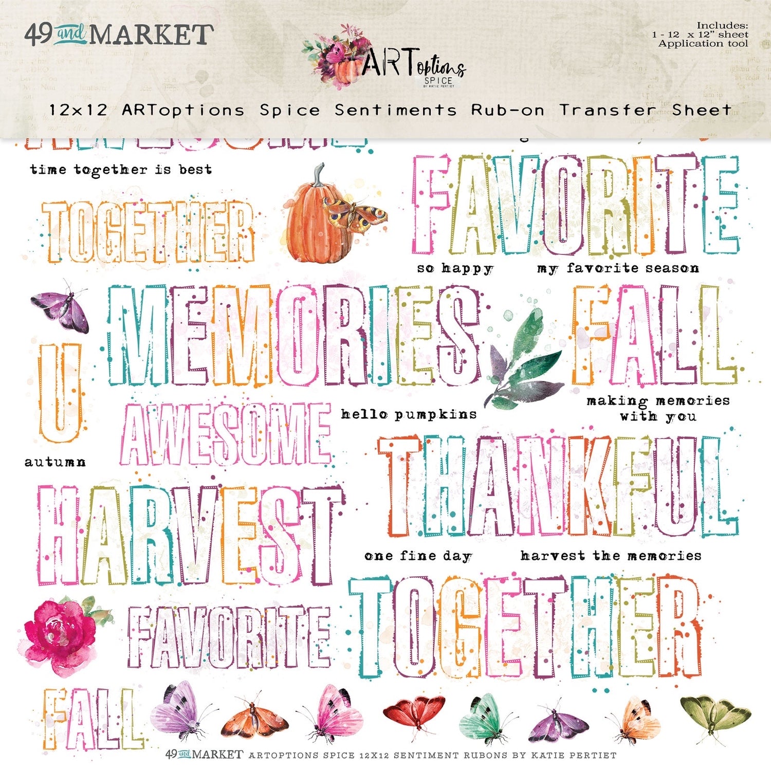 49 and Market ARTOPTIONS SPICE 12x12 SENTIMENTS RUBON TRANSFER Sheet