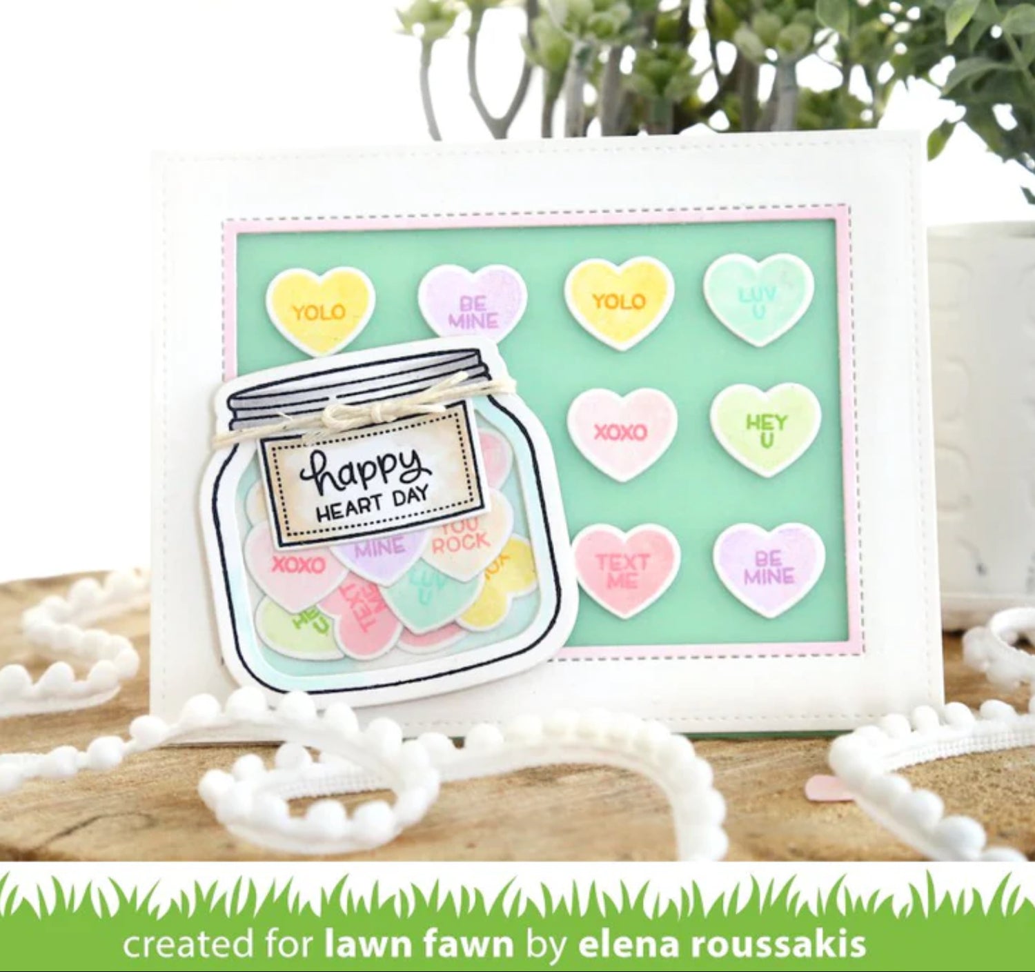 Lawn Fawn HOW YOU BEAN? CONVERSATION HEART ADD-ON Stamps & Die SET