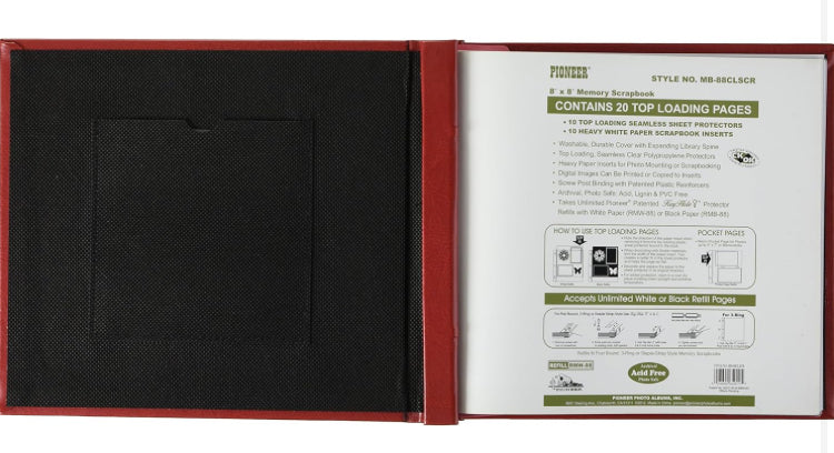 Pioneer 8”X8” EMBOSSED RED MEMORIES Post Bound Memory Scrapbook Album