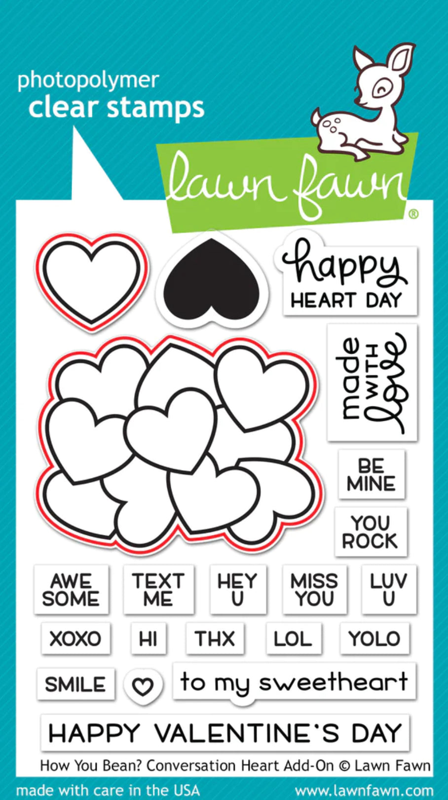 Lawn Fawn HOW YOU BEAN? CONVERSATION HEART ADD-ON Stamps & Die SET