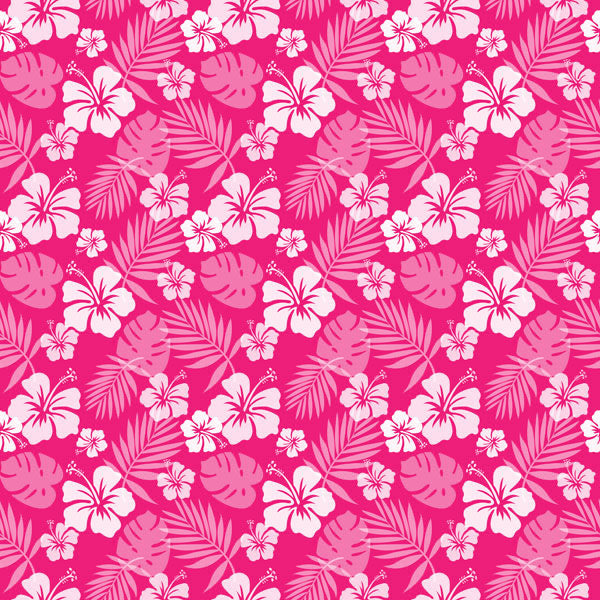 HIBISCUS HOT PINK Tropical Floral 12”X12” Paper Scrapbook Customs