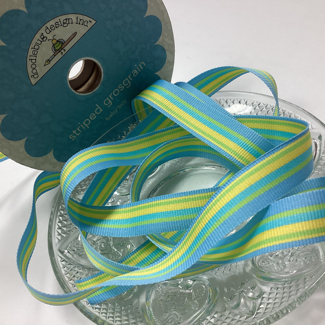 Doodlebug BABY BOY Striped Grosgrain Ribbon 1 yard