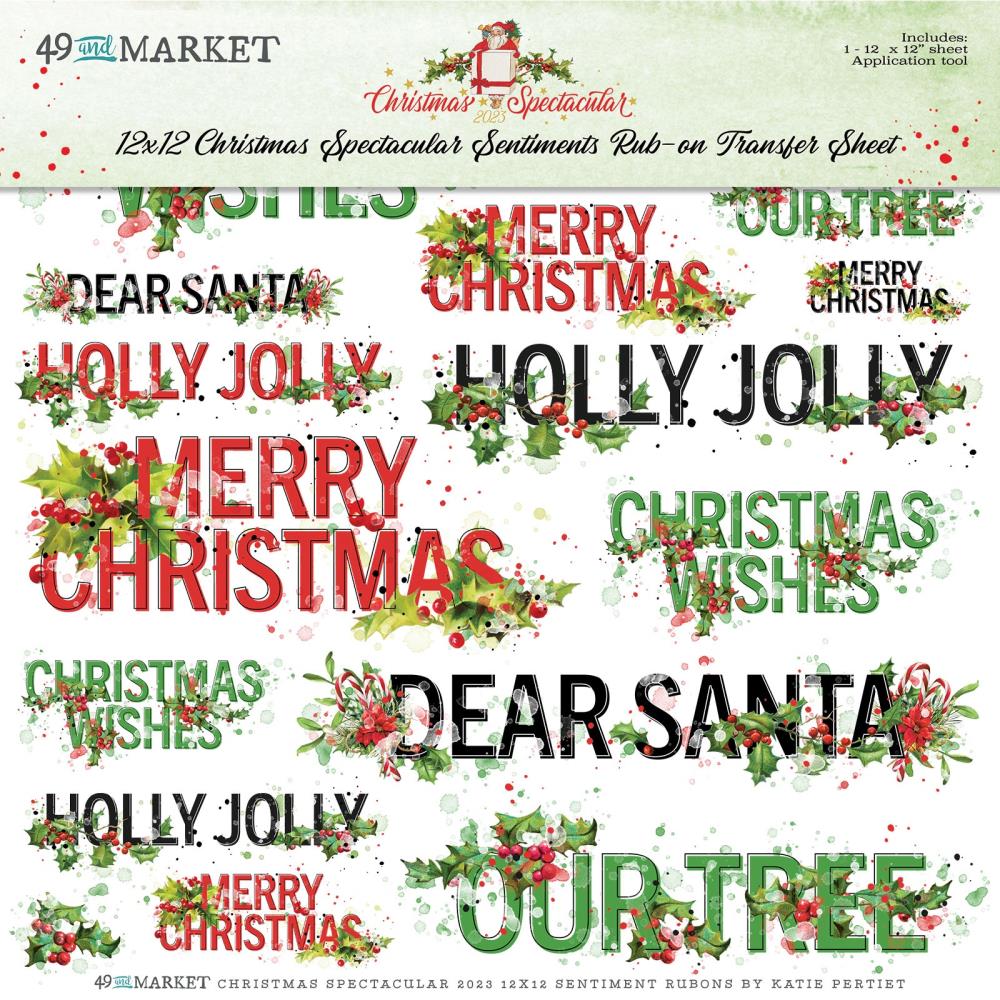 49 and Market 12X12 CHRISTMAS SPECTACULAR SENTIMENT RUB-ON Transfer Sheet