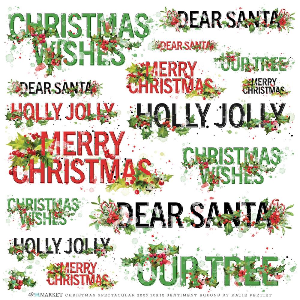 49 and Market 12X12 CHRISTMAS SPECTACULAR SENTIMENT RUB-ON Transfer Sheet