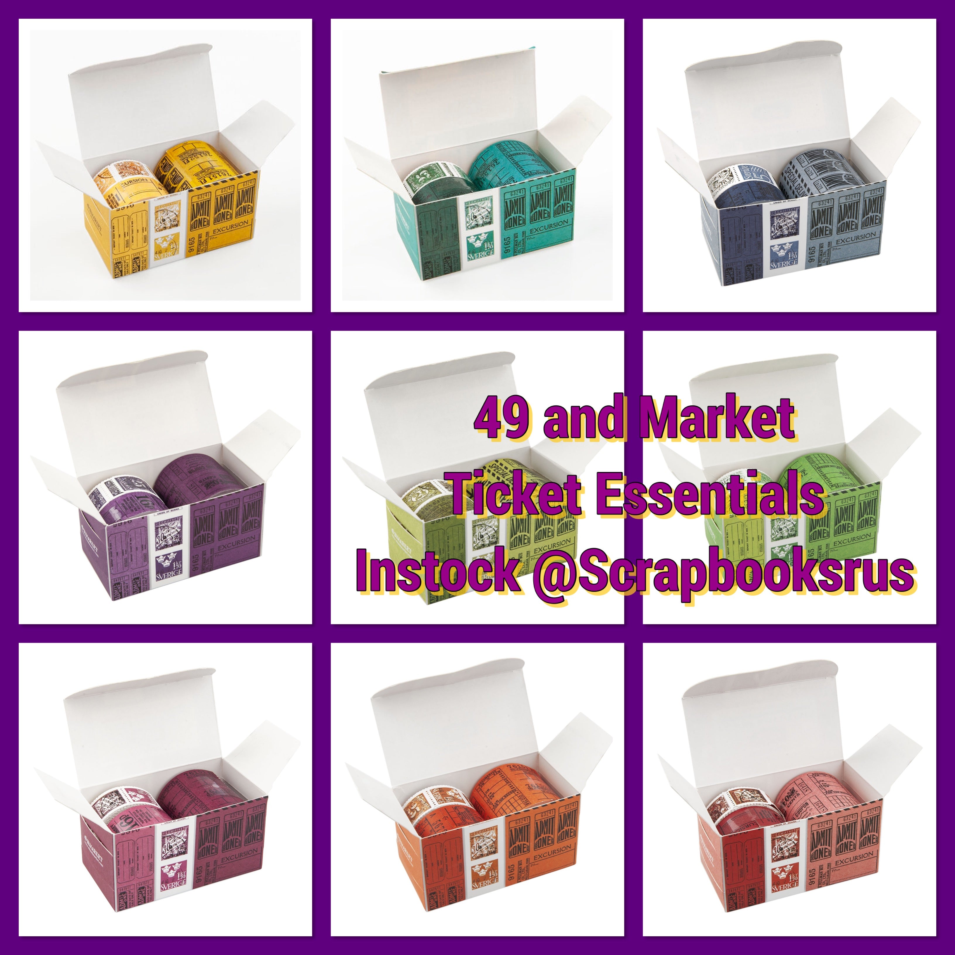 49 and Market Vintage Bits TICKET ESSENTIALS Perforated Tickets & Stamps 3 Rolls