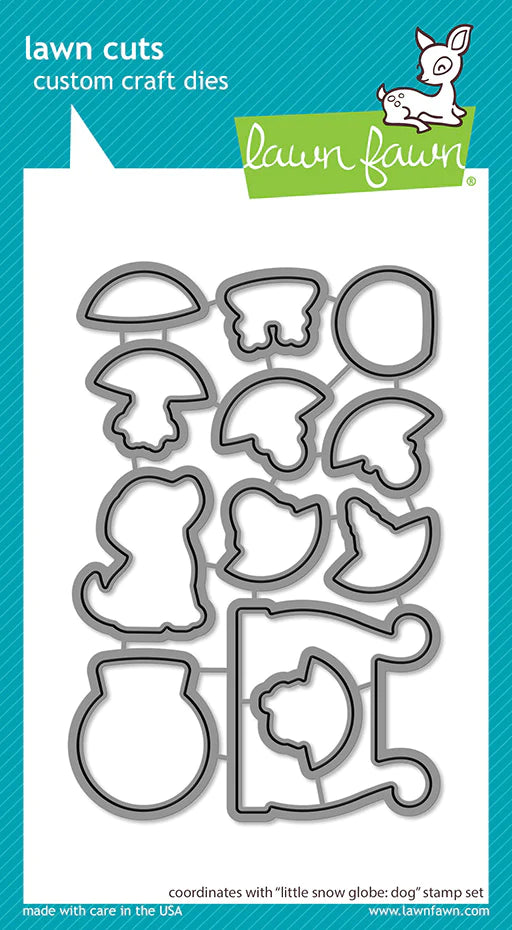 Lawn Fawn LITTLE SNOW GLOBE DOG Stamps & Die SET