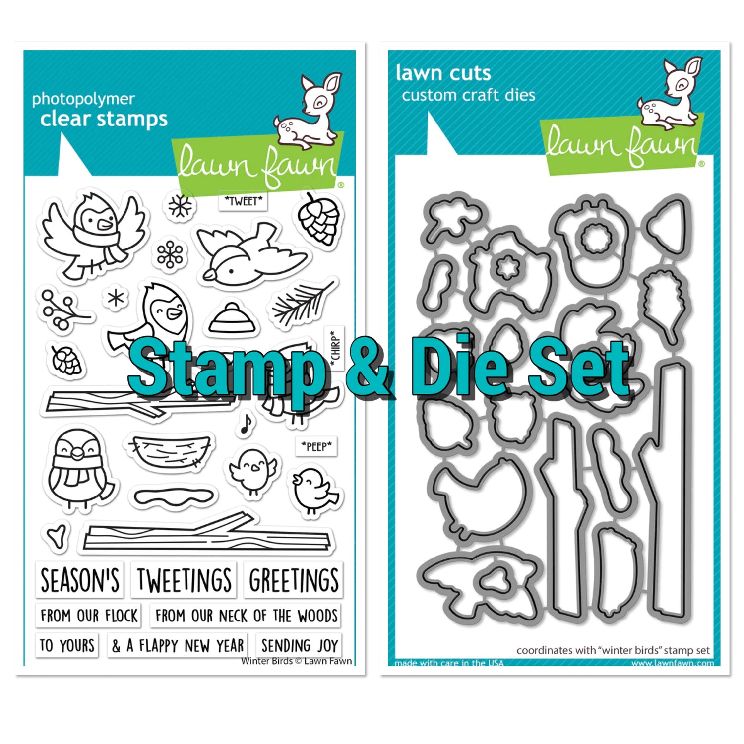 Lawn Fawn WINTER BIRDS Stamps & Die SET