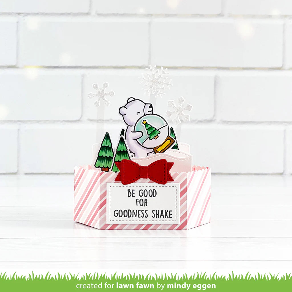 Lawn Fawn LITTLE SNOW GLOBE BEAR Stamps & Die SET