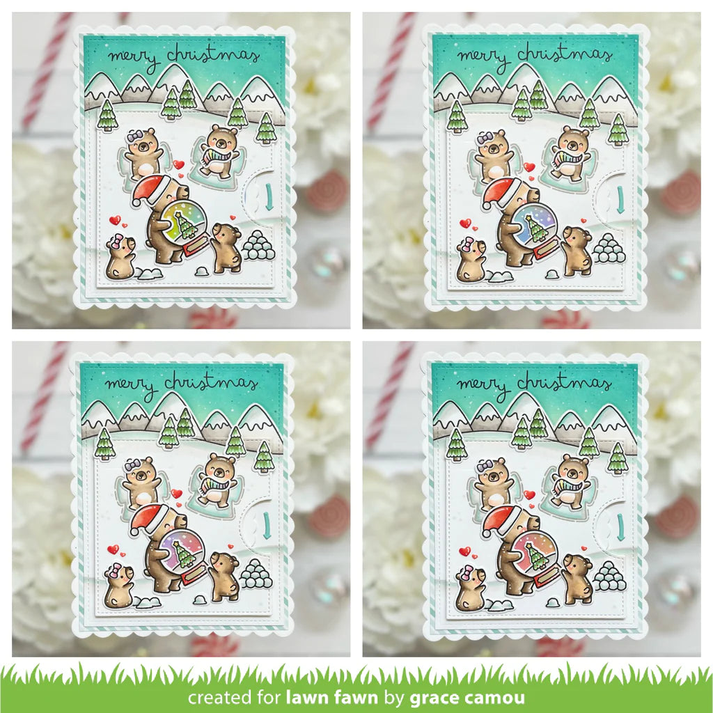 Lawn Fawn LITTLE SNOW GLOBE BEAR Stamps & Die SET