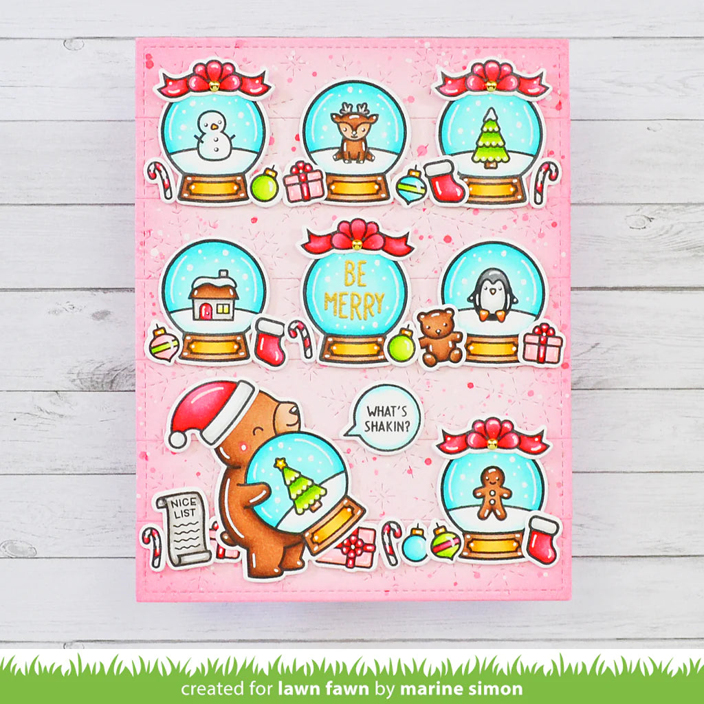 Lawn Fawn LITTLE SNOW GLOBE BEAR Stamps & Die SET