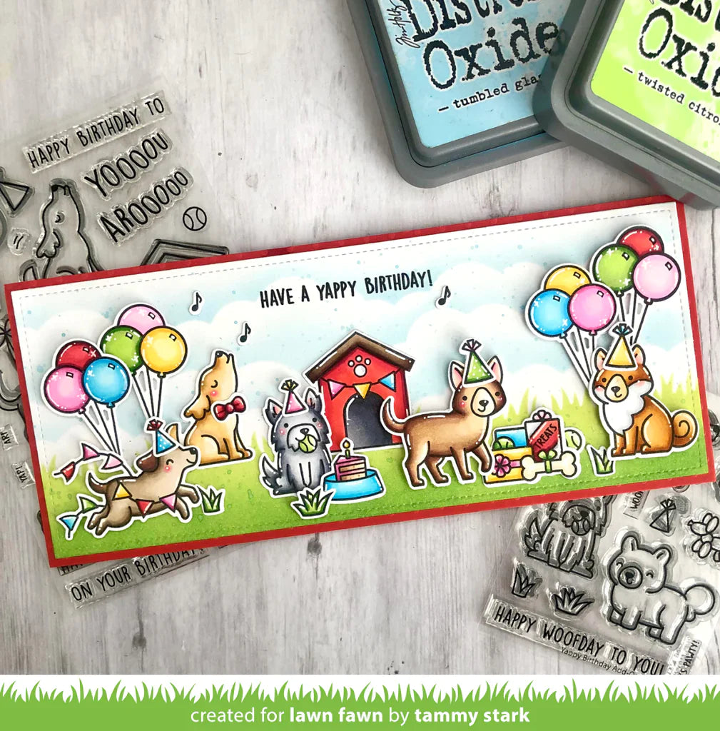Lawn Fawn YAPPY BIRTHDAY ADD-ON Clear Stamps & Dies Set 21pc