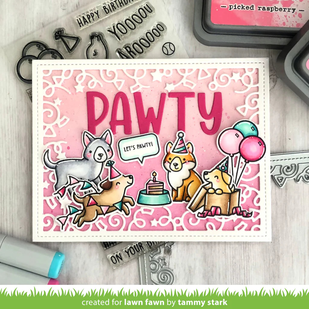 Lawn Fawn YAPPY BIRTHDAY ADD-ON Clear Stamps & Dies Set 21pc