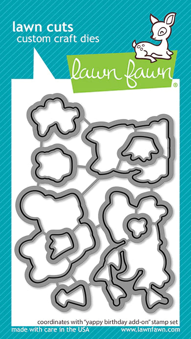 Lawn Fawn YAPPY BIRTHDAY ADD-ON Clear Stamps & Dies Set 21pc