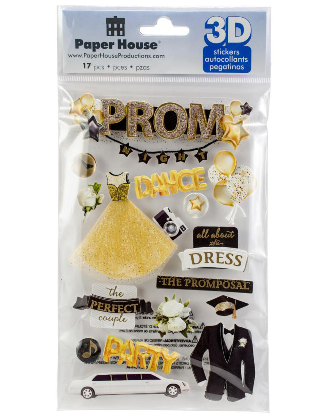 Paper House PROM Night 3D Stickers 17pc Scrapbooksrus