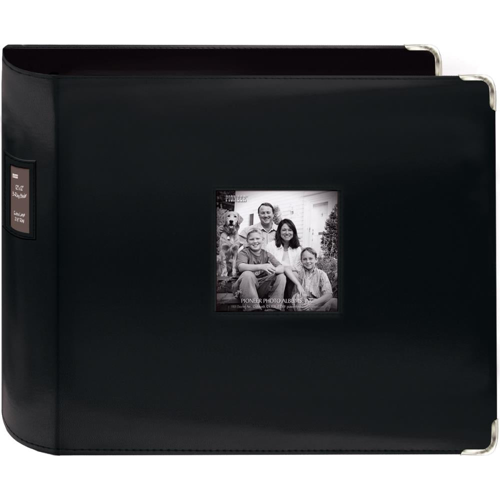 Pioneer Sewn Frame Extra Large BLACK Leatherette 3-Ring 12&quot;X12&quot; Memory Scrapbook Album Scrapbooksrus Las Vegas