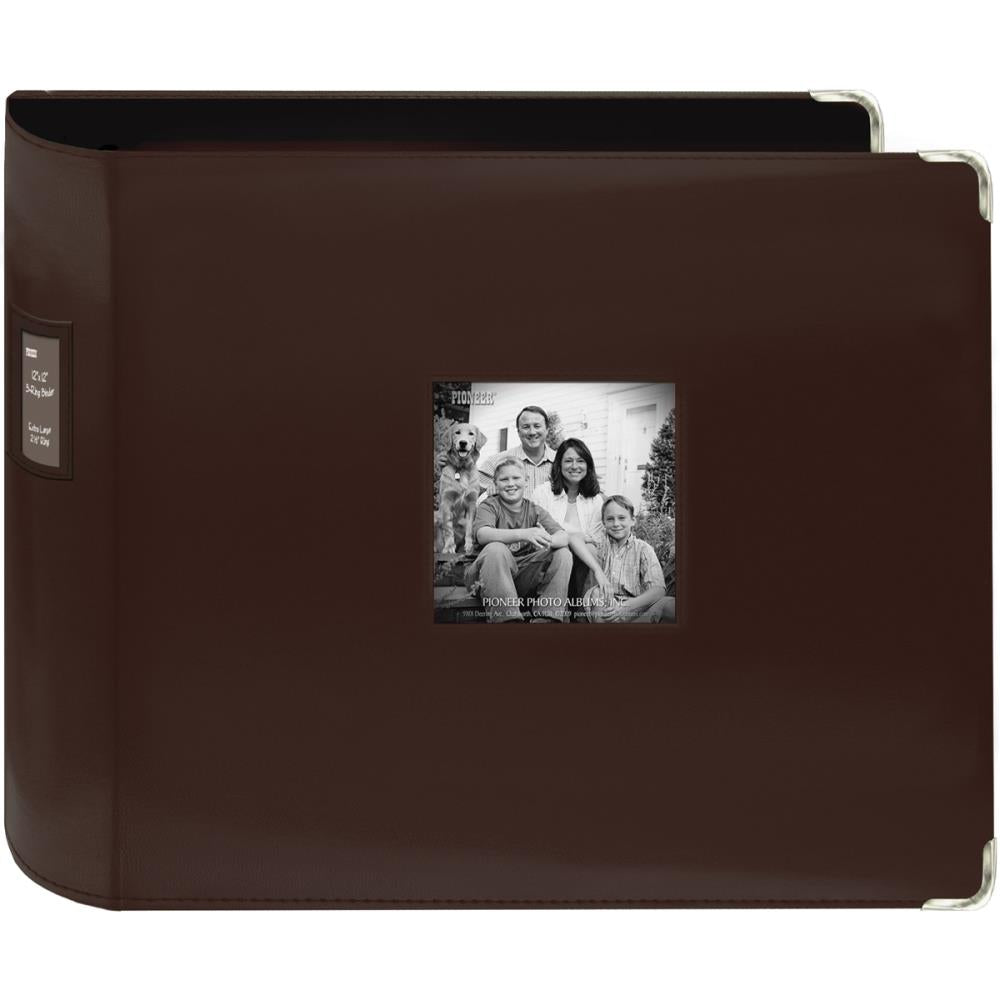 Pioneer Sewn Frame Extra Large BROWN Leatherette 3-Ring 12&quot;X12&quot; Memory Scrapbook Album Scrapbooksrus Las Vegas