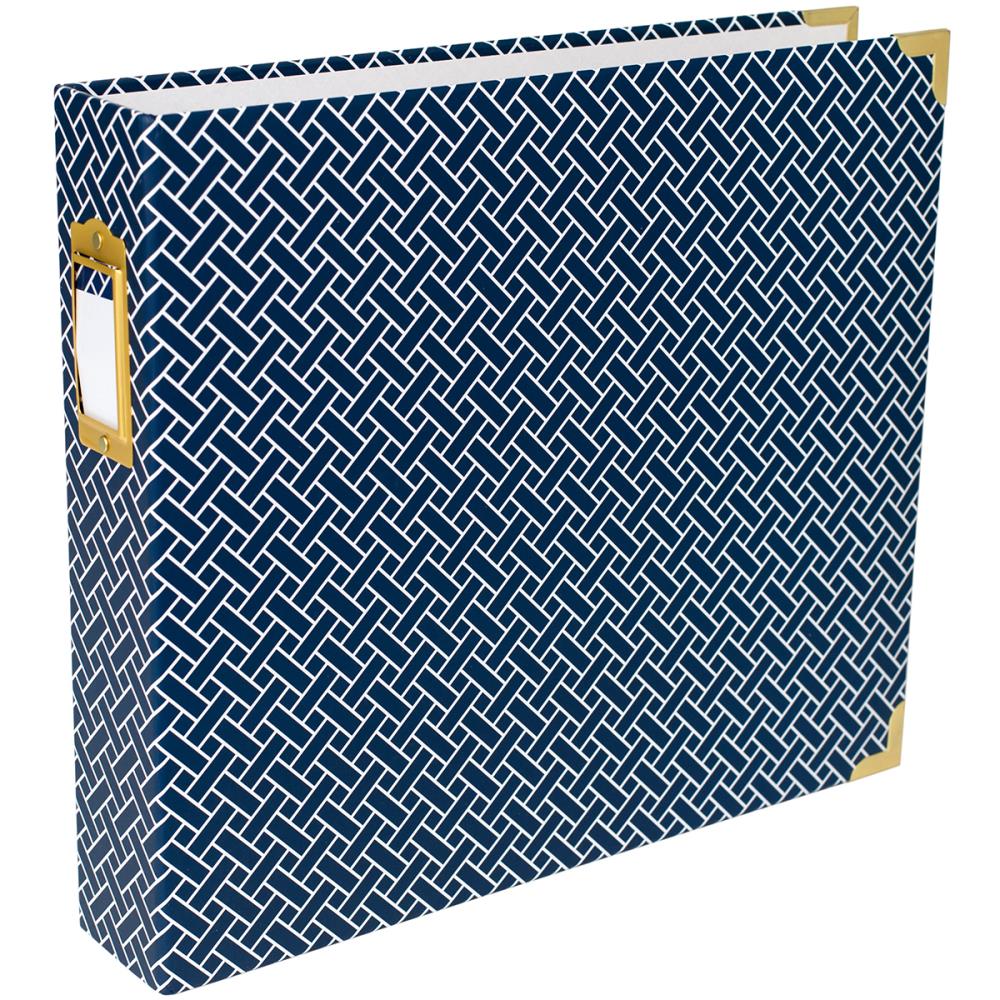 Project Life Becky NAVY WEAVE Printed D-Ring Album 12"X 12" Scrapbook Scrapbooksrus