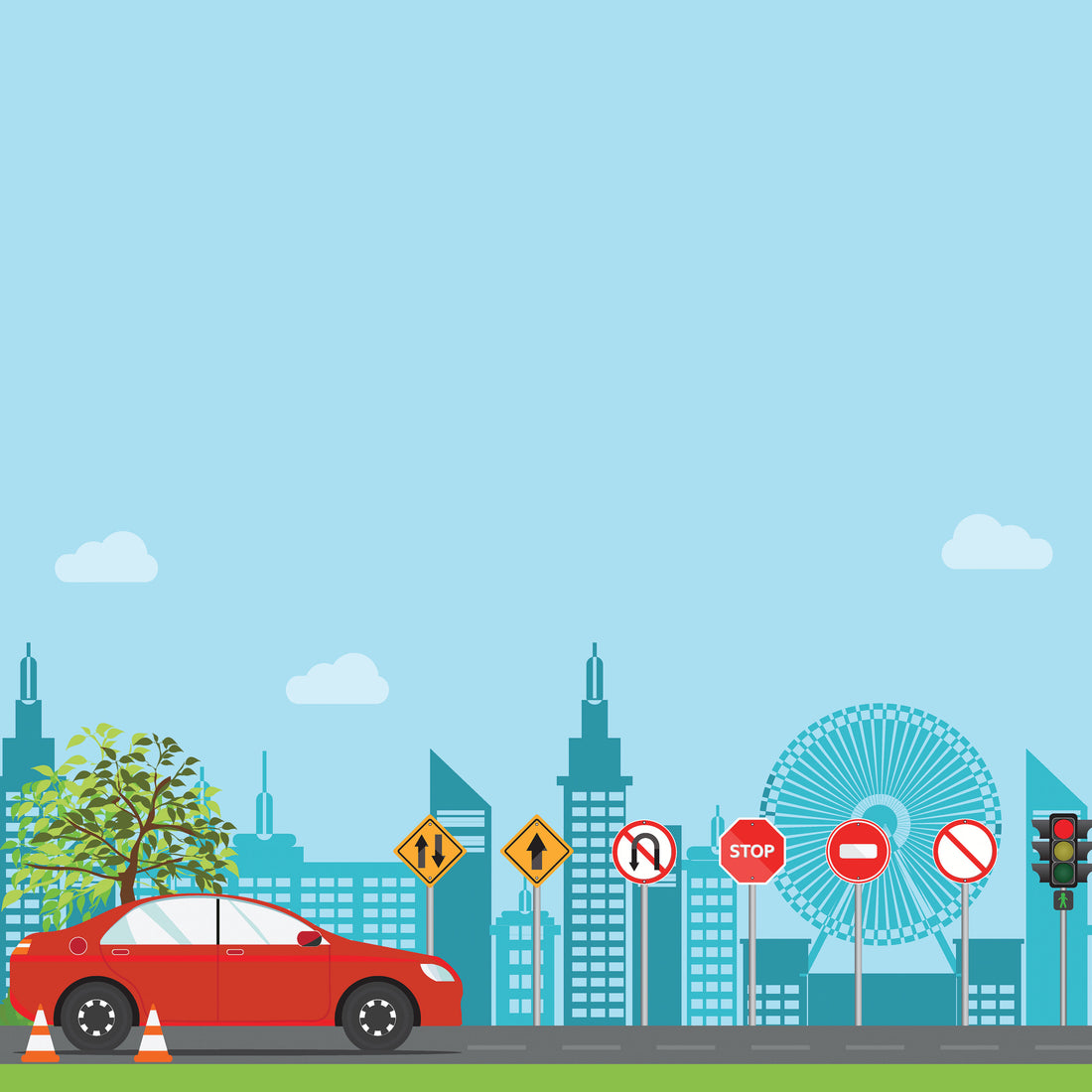 DRIVING SCHOOL & ROADS DS 12"X12" Scrapbook Paper