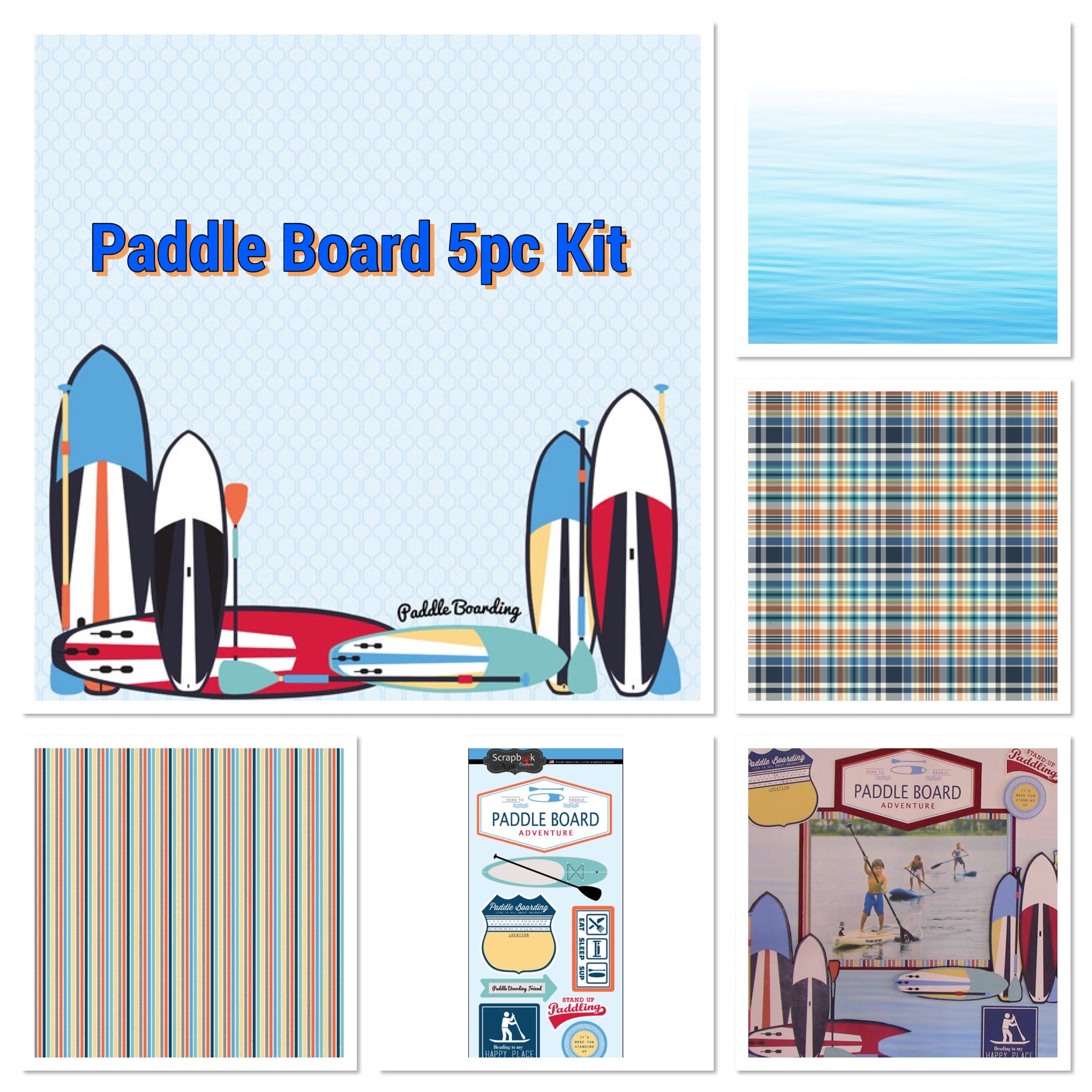 Scrapbooksrus PADDLE BOARD KIT 12"x12" Scrapbook Paper Stickers 5pc
