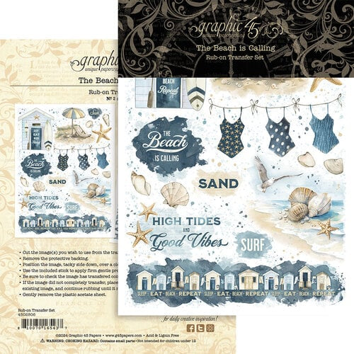 Graphic 45 BEACH IS CALLING Rub-On Transfer Set