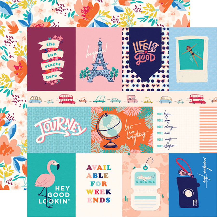 Carta Bella Let’s Travel 3X4 JOURNALING CARDS 12"x12" Scrapbook Paper