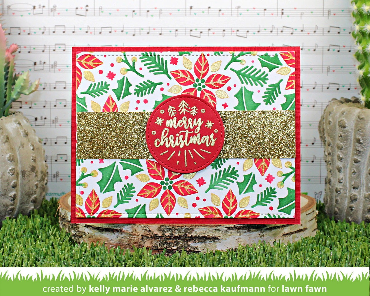 Lawn Fawn Clippings POINSETTIA BACKGROUND Stencils
