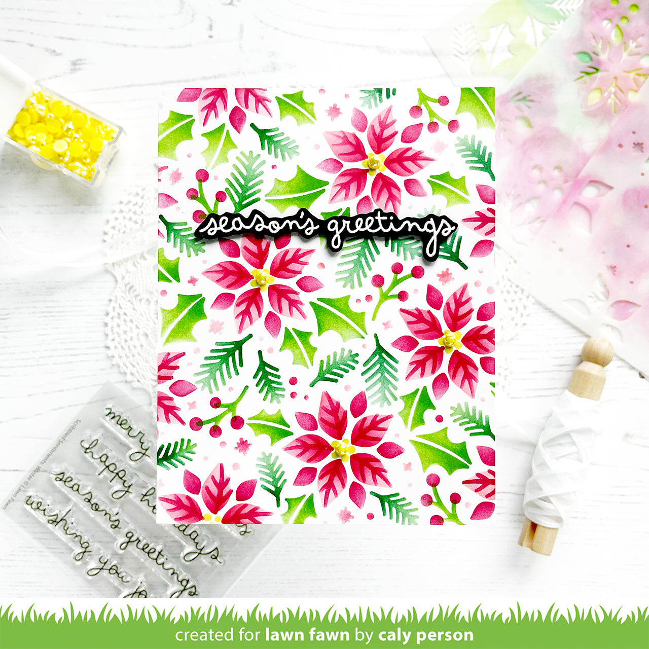 Lawn Fawn Clippings POINSETTIA BACKGROUND Stencils